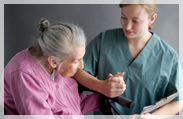 caregiver and elderly patient